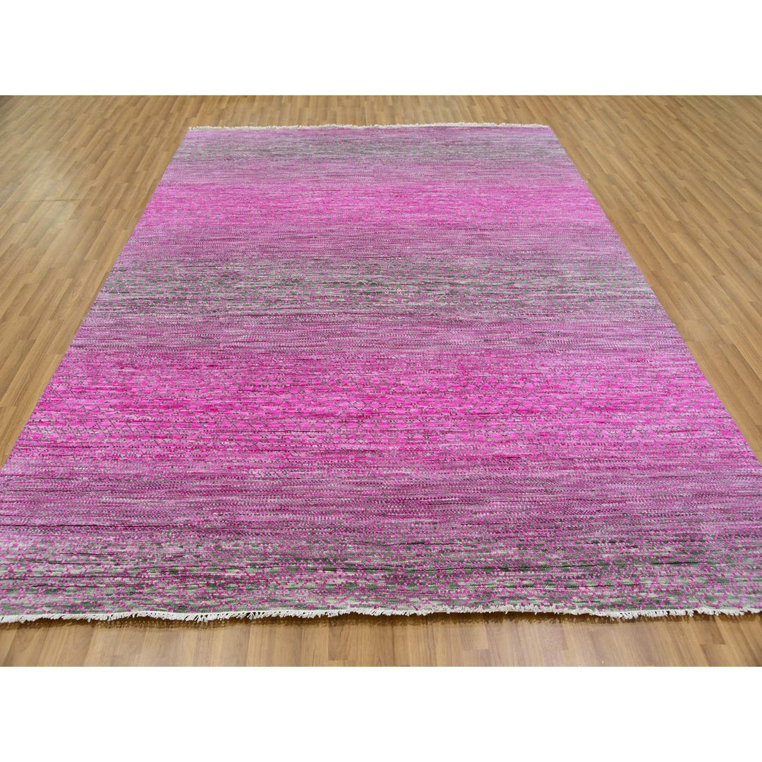 7'10" x 10'1" New Hand Knotted Pink Wool Rectangle Oriental Rug - MOA10279650