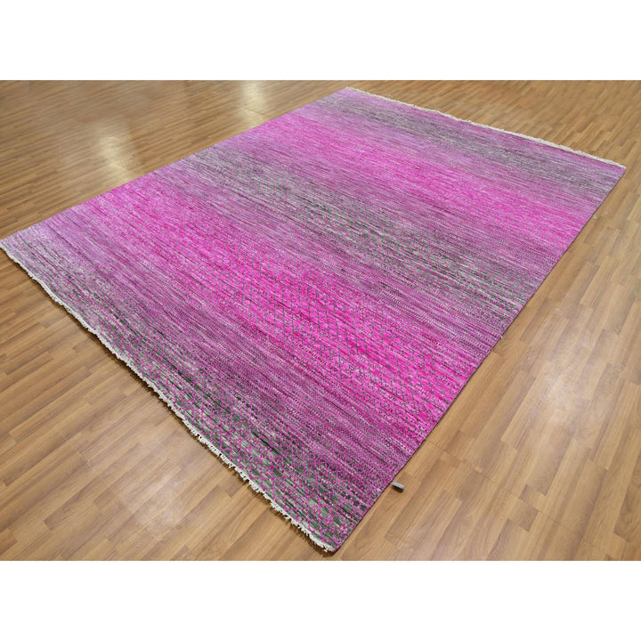 7'10" x 10'1" New Hand Knotted Pink Wool Rectangle Oriental Rug - MOA10279650