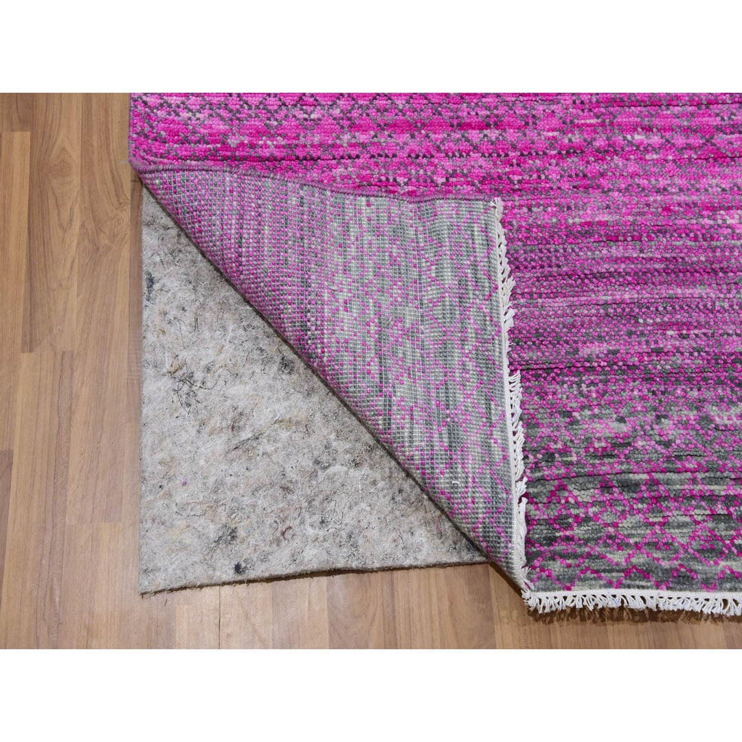 7'10" x 10'1" New Hand Knotted Pink Wool Rectangle Oriental Rug - MOA10279650