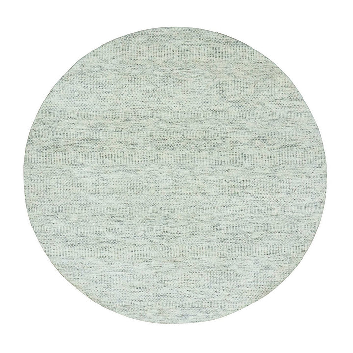 6'0" x 6'0" New Hand Knotted Grey Wool Round Oriental Rug - MOA10279654