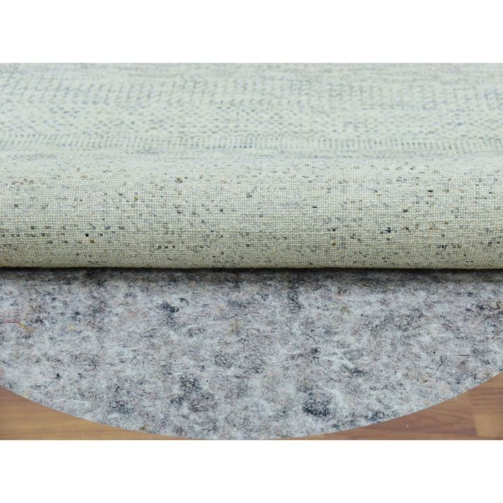 6'0" x 6'0" New Hand Knotted Grey Wool Round Oriental Rug - MOA10279654