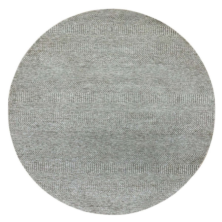 6'0" x 6'0" New Hand Knotted Grey Cotton Round Oriental Rug - MOA10279657