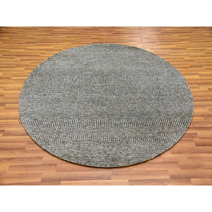 6'0" x 6'0" New Hand Knotted Grey Cotton Round Oriental Rug - MOA10279657