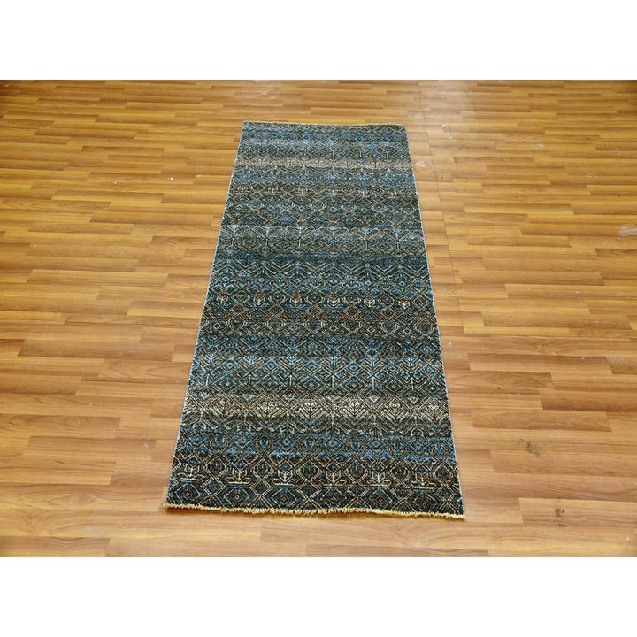 2'8" x 6'0" New Hand Knotted Blue Wool Runner Oriental Rug - MOA10279663