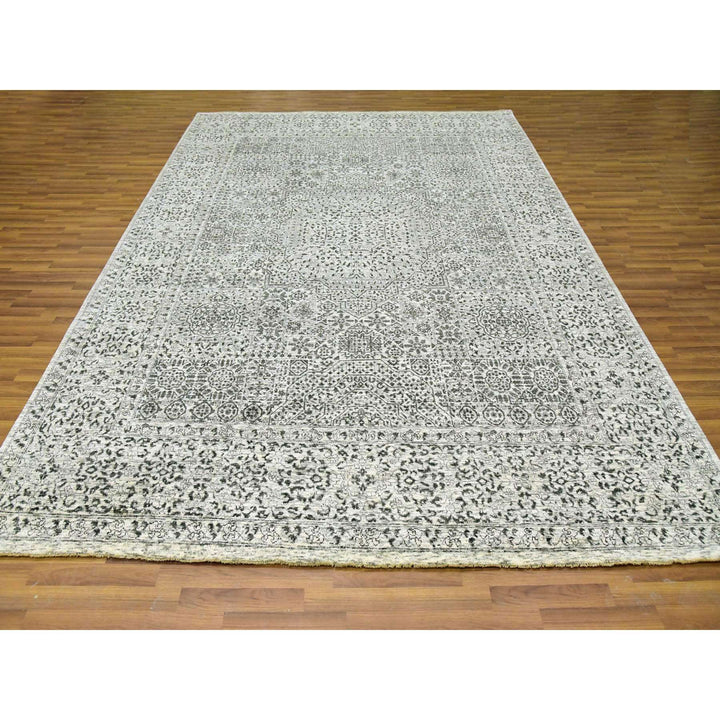 9'1" x 12'0" New Hand Knotted Ivory Wool Rectangle Oriental Rug - MOA10279679