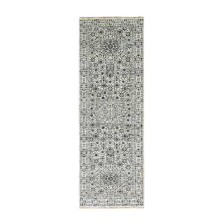 2'8" x 10'0" New Hand Knotted Ivory Wool Runner Oriental Rug - MOA10279681