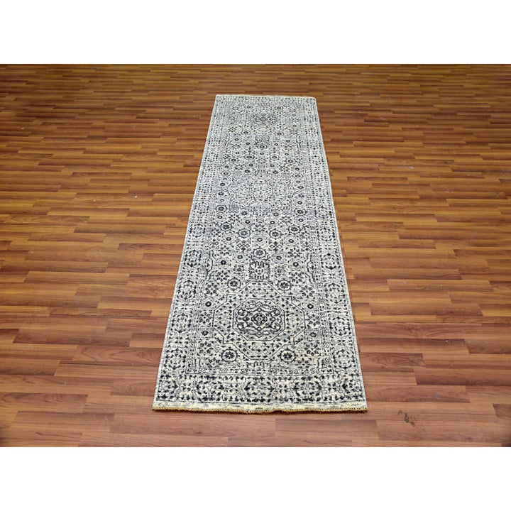 2'8" x 10'0" New Hand Knotted Ivory Wool Runner Oriental Rug - MOA10279681