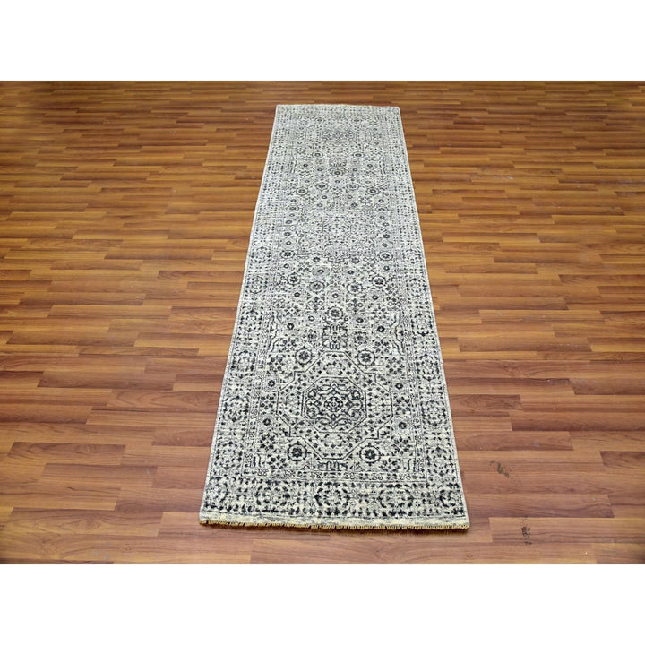 2'7" x 8'0" New Hand Knotted Ivory Cotton Runner Oriental Rug - MOA10279682