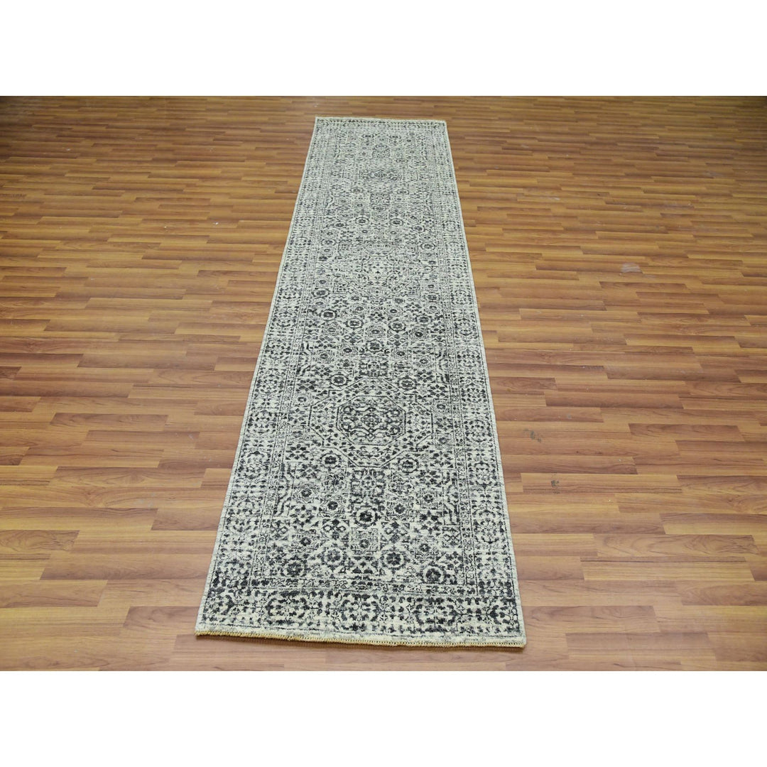 2'8" x 10'0" New Hand Knotted Ivory Cotton Runner Oriental Rug - MOA10279683