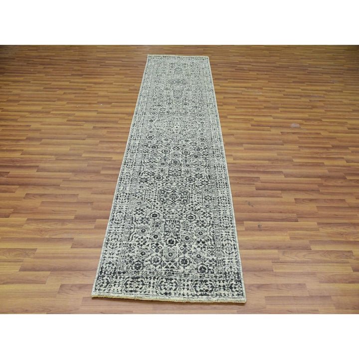 2'8" x 10'0" New Hand Knotted Ivory Cotton Runner Oriental Rug - MOA10279683