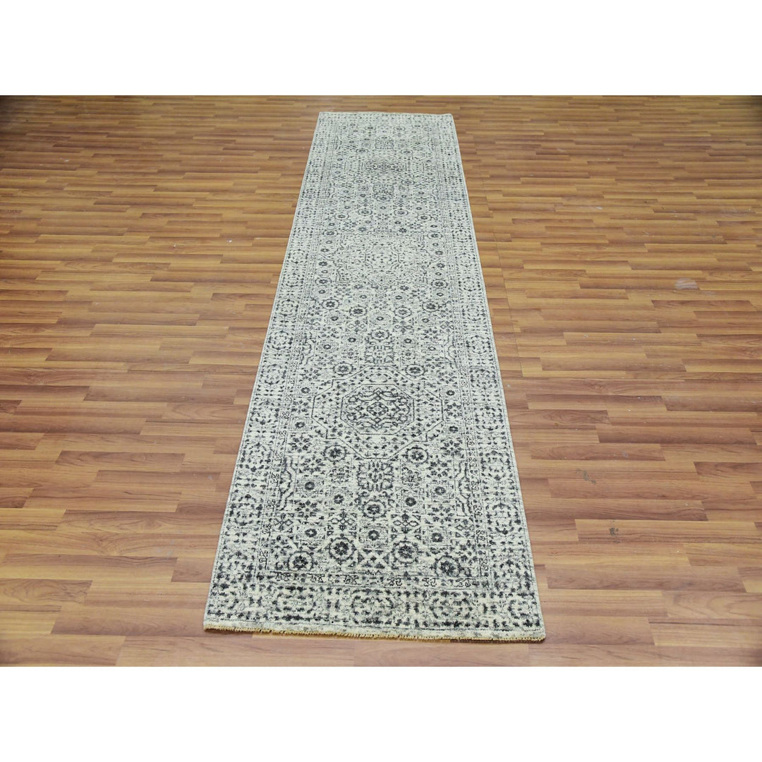 2'8" x 10'0" New Hand Knotted Ivory Cotton Runner Oriental Rug - MOA10279685