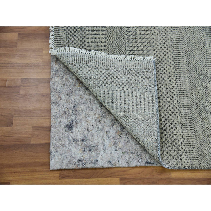 2'5" x 27'11" New Hand Knotted Grey Wool Runner Oriental Rug - MOA10279700