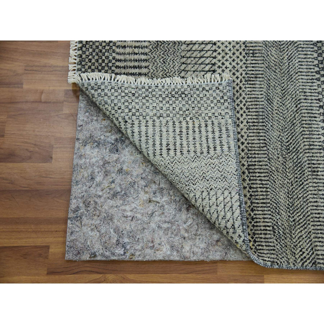 2'7" x 26'3" New Hand Knotted Grey Wool Runner Oriental Rug - MOA10279701