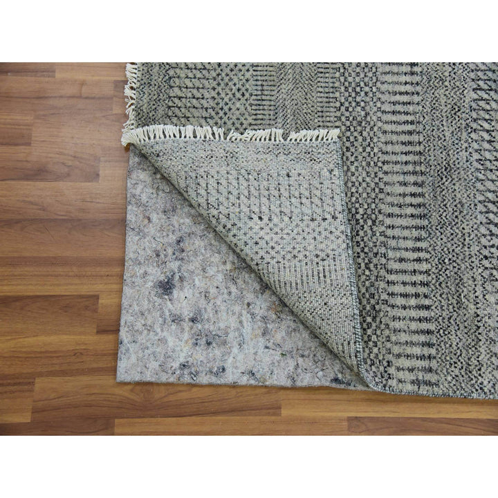 2'8" x 19'11" New Hand Knotted Grey Wool Runner Oriental Rug - MOA10279703