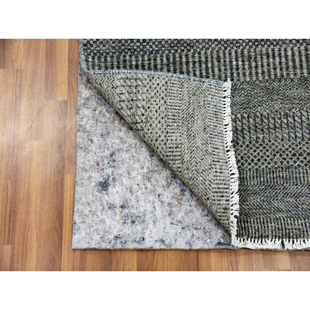 2'6" x 9'11" New Hand Knotted Grey Wool Runner Oriental Rug - MOA10279705