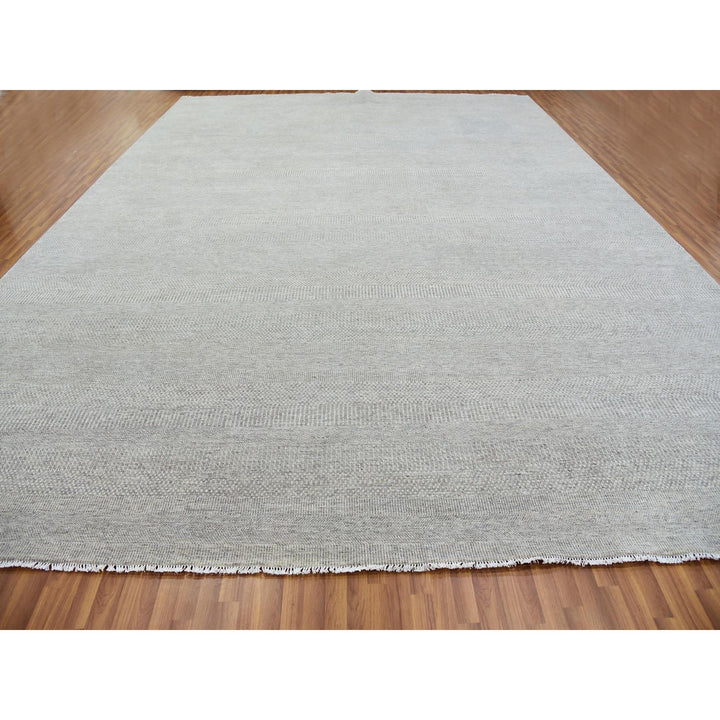 14'0" x 18'3" New Hand Knotted Grey Wool Rectangle Oriental Rug - MOA10279711