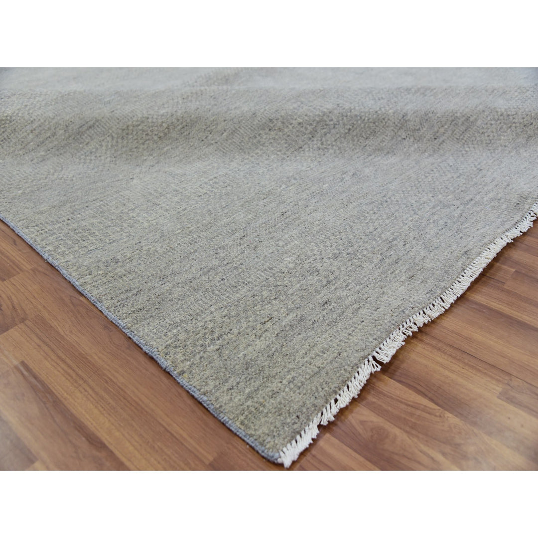 11'10" x 18'0" New Hand Knotted Grey Wool Rectangle Oriental Rug - MOA10279712