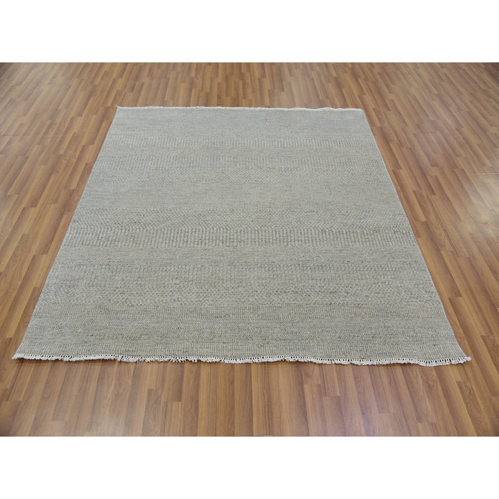 5'11" x 6'0" New Hand Knotted Grey Wool Square Oriental Rug - MOA10279715