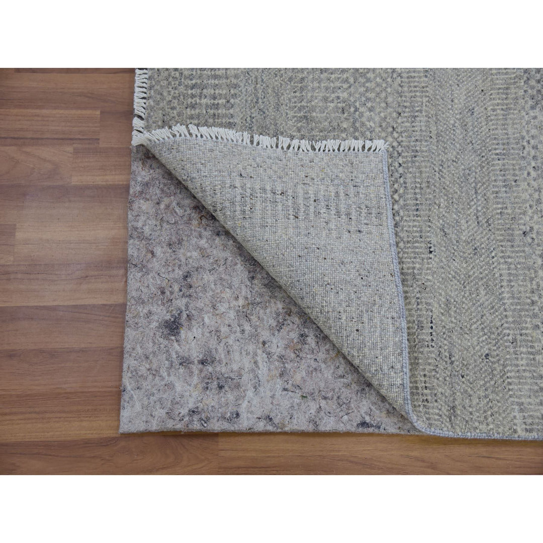 2'7" x 32'1" New Hand Knotted Grey Wool Runner Oriental Rug - MOA10279718