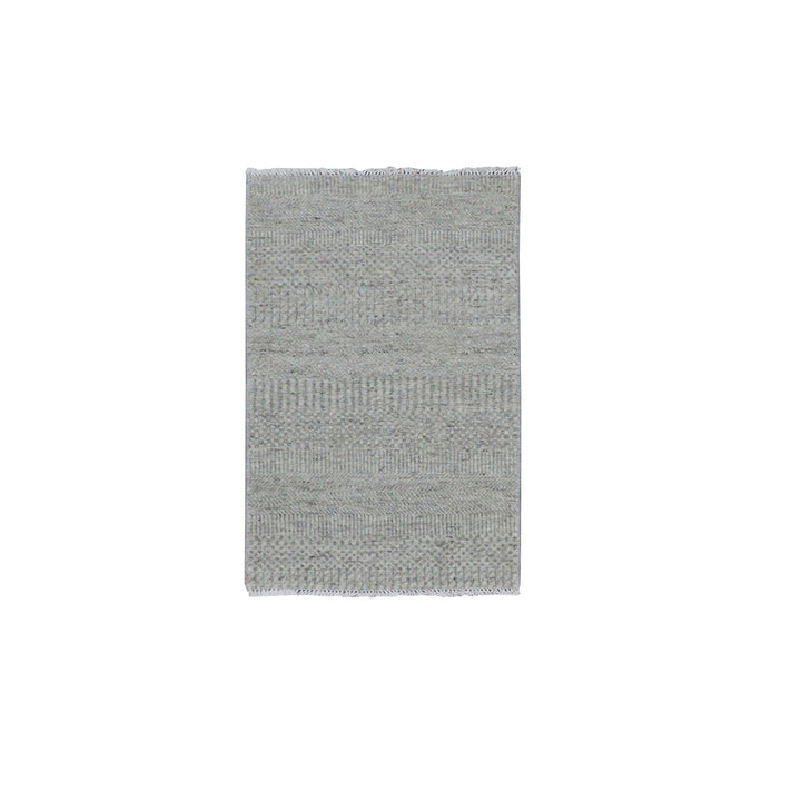 2'1" x 3'2" New Hand Knotted Grey Cotton Rectangle Oriental Rug - MOA10279724