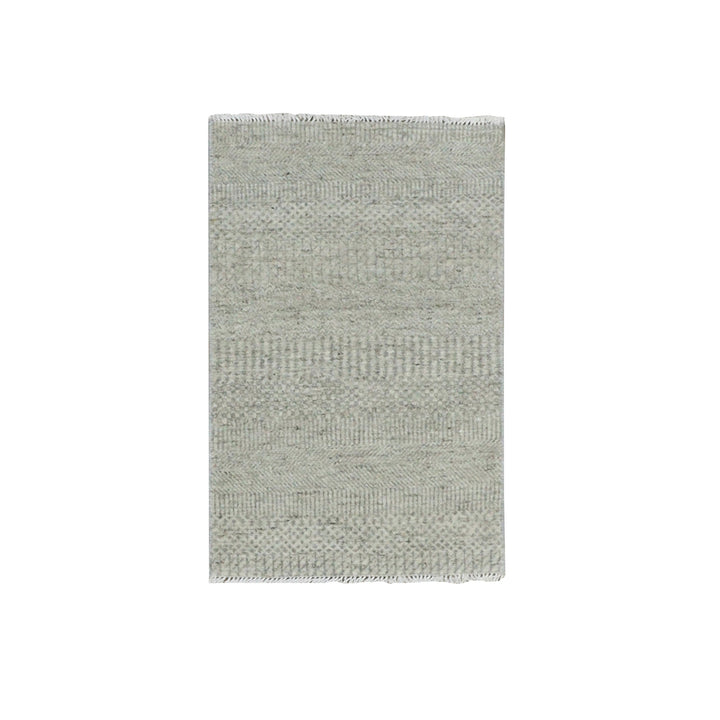 2'1" x 3'3" New Hand Knotted Grey Cotton Rectangle Oriental Rug - MOA10279725