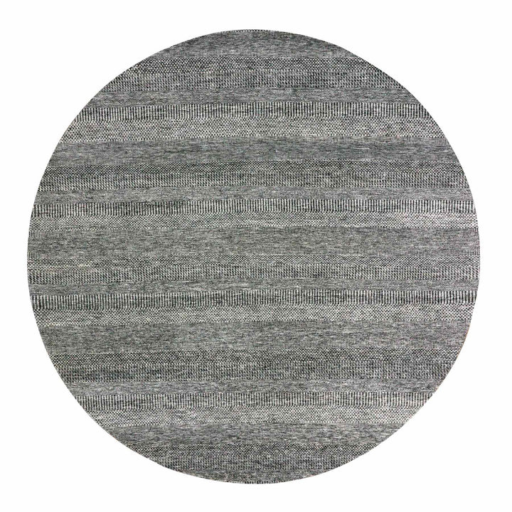 9'8" x 9'8" New Hand Knotted Grey Wool Round Oriental Rug - MOA10279728