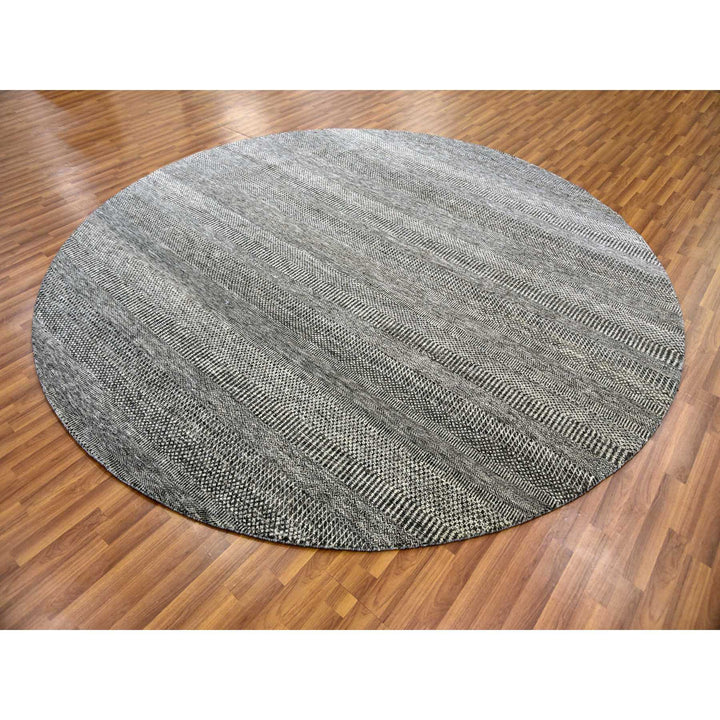 9'8" x 9'8" New Hand Knotted Grey Wool Round Oriental Rug - MOA10279728