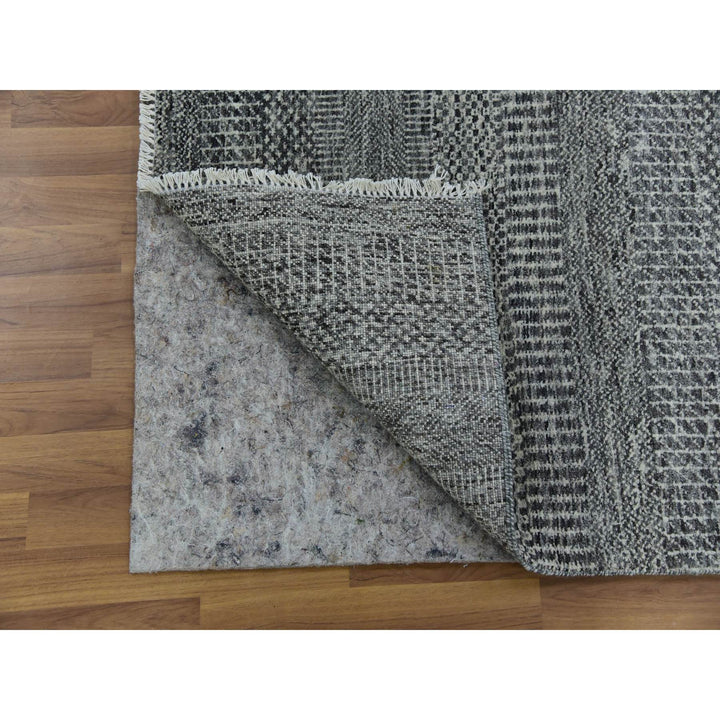 2'7" x 19'11" New Hand Knotted Grey Wool Runner Oriental Rug - MOA10279732