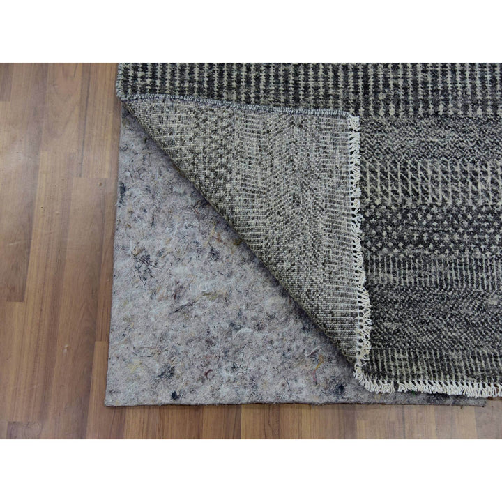 2'7" x 11'8" New Hand Knotted Grey Wool Runner Oriental Rug - MOA10279735