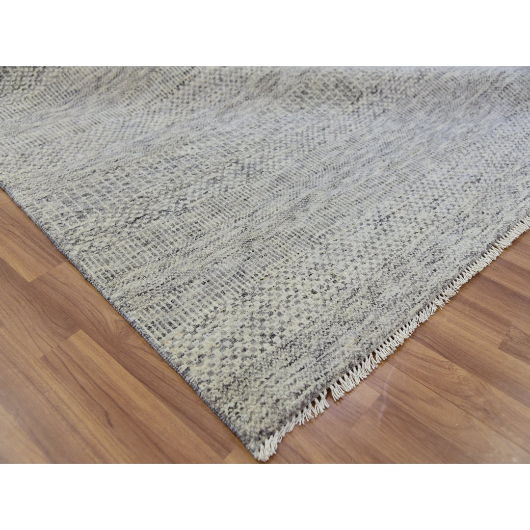 12'2" x 15'4" New Hand Knotted Grey Wool Rectangle Oriental Rug - MOA10279738