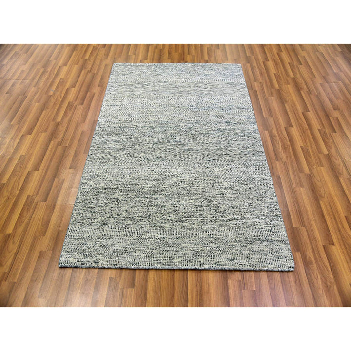 4'0" x 6'2" New Hand Knotted Grey Wool Rectangle Oriental Rug - MOA10279743