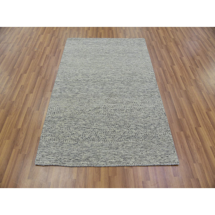 4'0" x 6'2" New Hand Knotted Grey Wool Rectangle Oriental Rug - MOA10279744