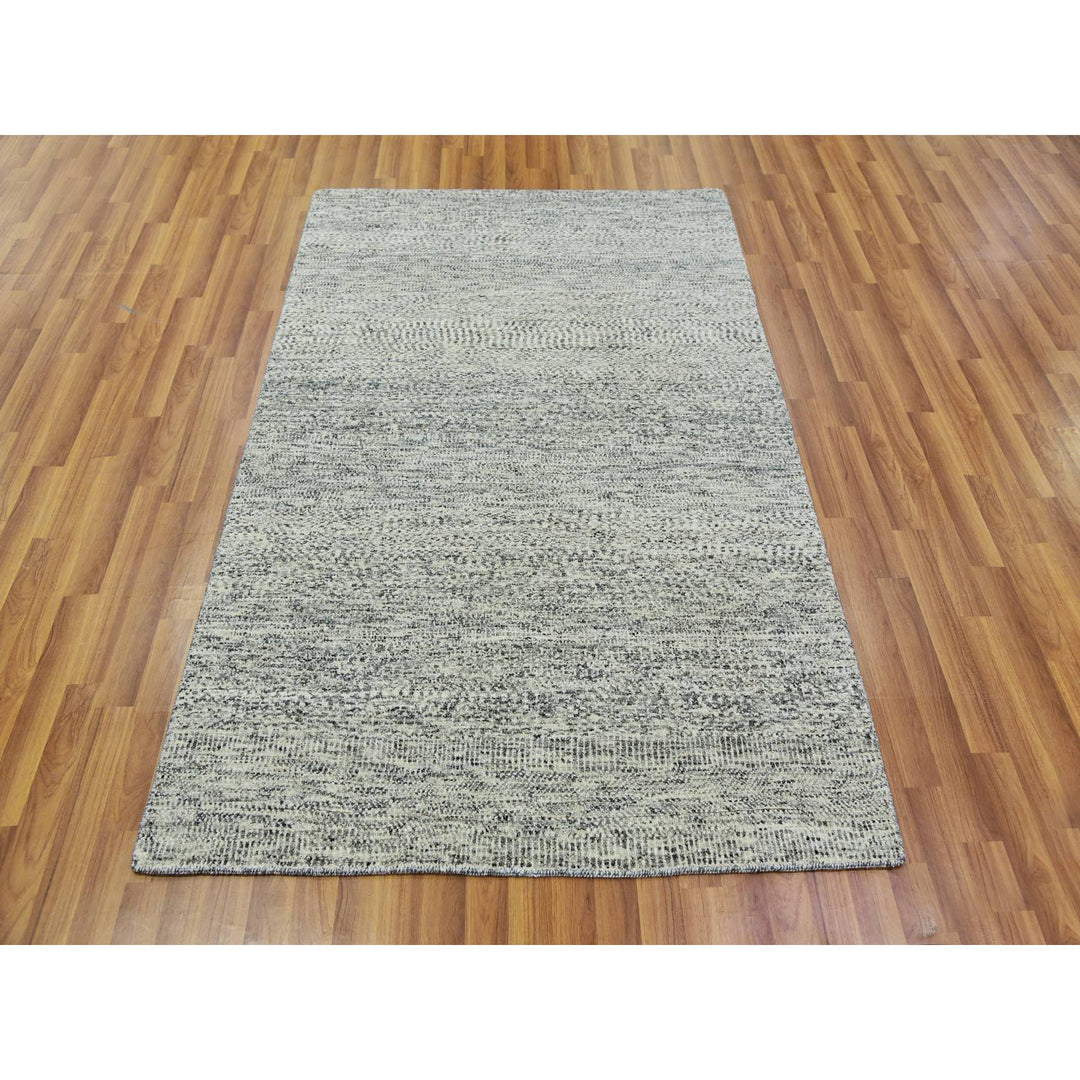 4'0" x 6'2" New Hand Knotted Grey Wool Rectangle Oriental Rug - MOA10279745