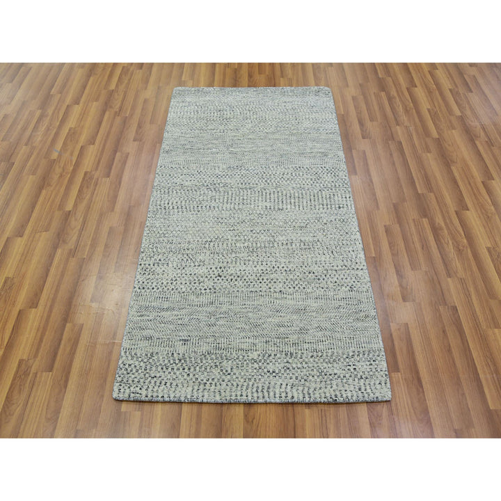 3'0" x 5'6" New Hand Knotted Grey Wool Rectangle Oriental Rug - MOA10279747