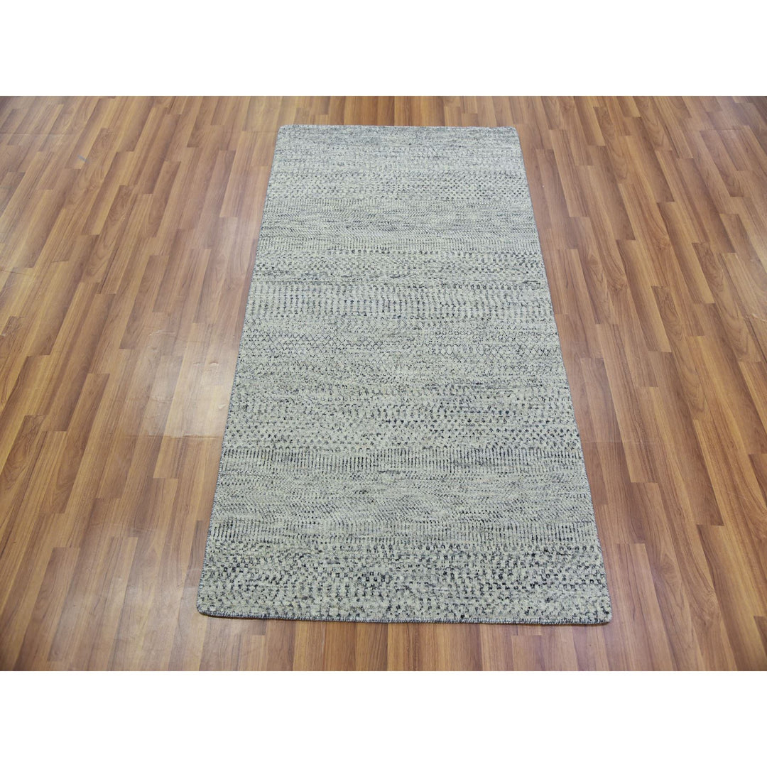 3'0" x 5'6" New Hand Knotted Grey Wool Rectangle Oriental Rug - MOA10279748