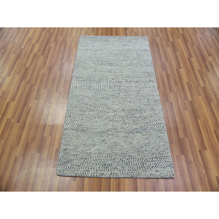 3'0" x 5'6" New Hand Knotted Grey Wool Rectangle Oriental Rug - MOA10279748