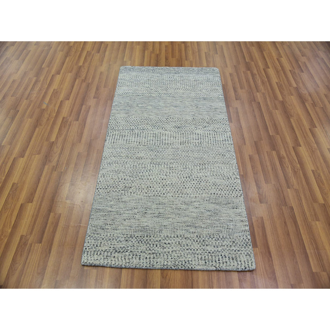 3'0" x 5'6" New Hand Knotted Grey Wool Rectangle Oriental Rug - MOA10279749