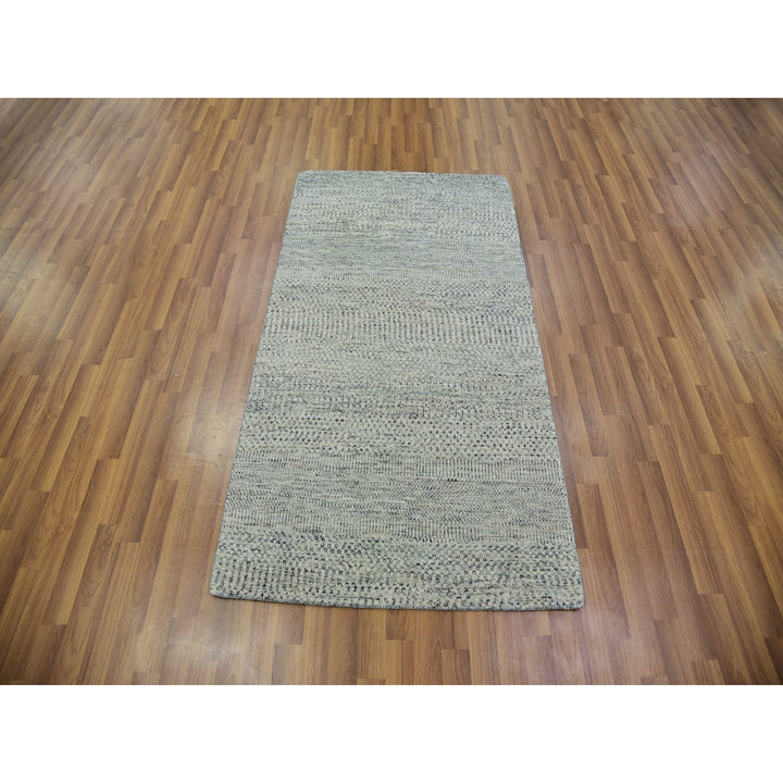 3'1" x 5'7" New Hand Knotted Grey Wool Rectangle Oriental Rug - MOA10279750