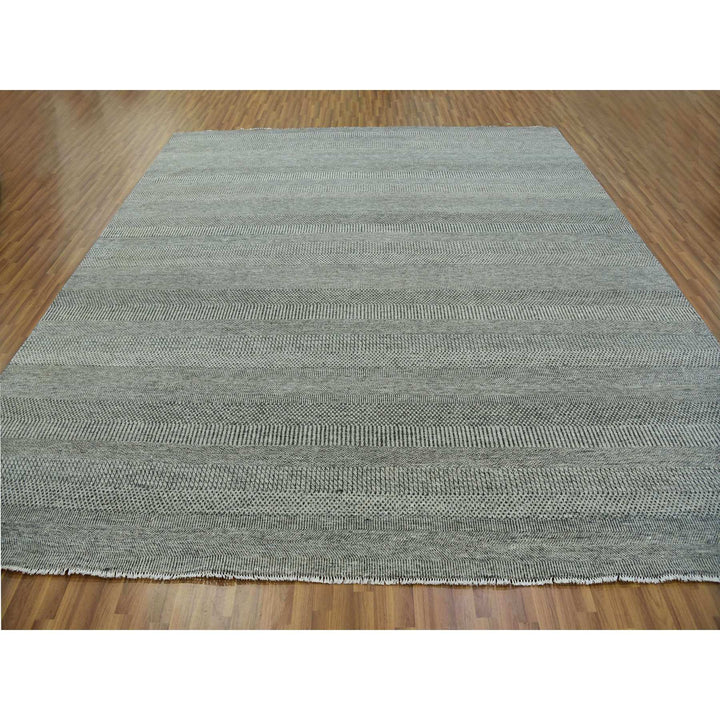 11'11" x 11'11" New Hand Knotted Grey Wool Square Oriental Rug - MOA10279755