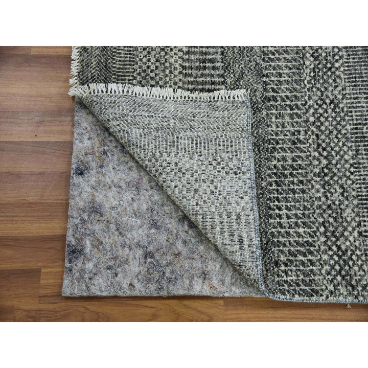 2'4" x 27'9" New Hand Knotted Grey Wool Runner Oriental Rug - MOA10279758