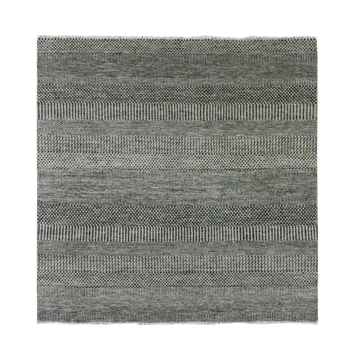 5'10" x 5'10" New Hand Knotted Grey Wool Square Oriental Rug - MOA10279759