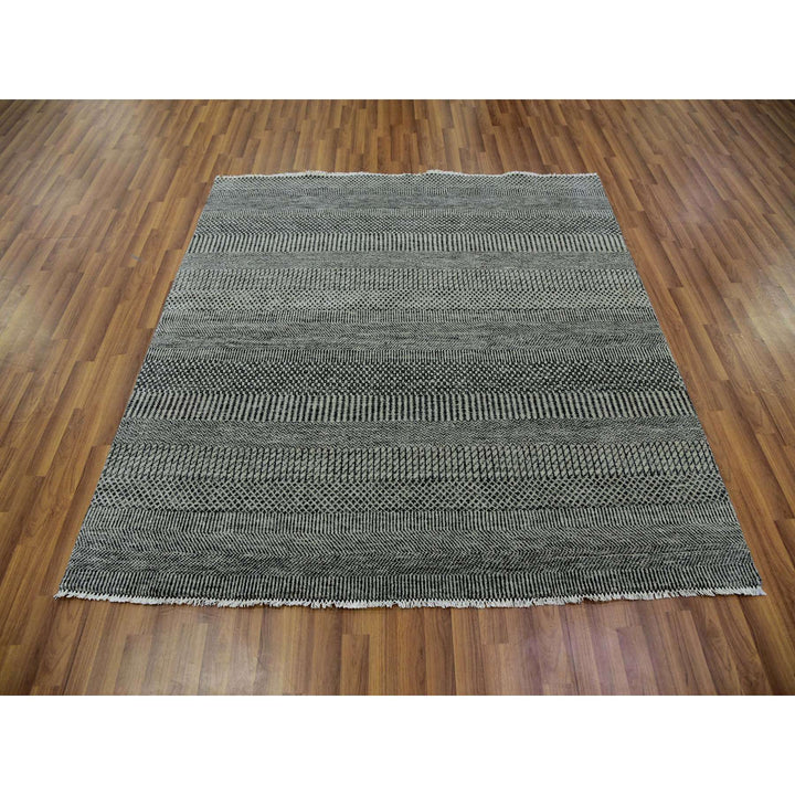 5'10" x 5'10" New Hand Knotted Grey Wool Square Oriental Rug - MOA10279759