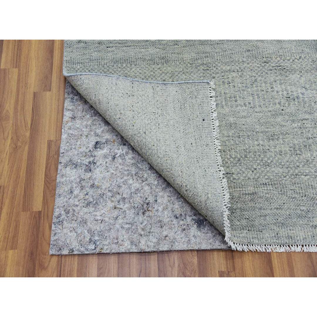 11'10" x 15'4" New Hand Knotted Grey Wool Rectangle Oriental Rug - MOA10279760