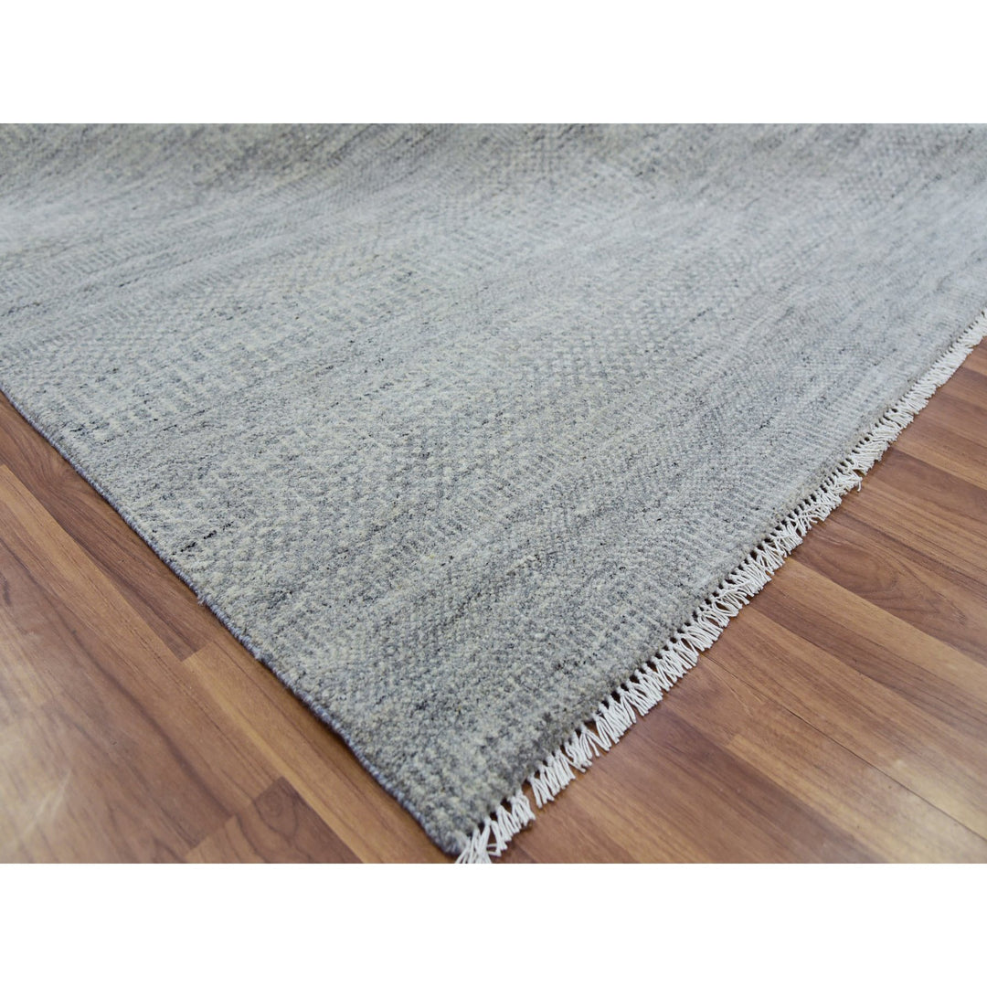 11'10" x 15'4" New Hand Knotted Grey Wool Rectangle Oriental Rug - MOA10279760