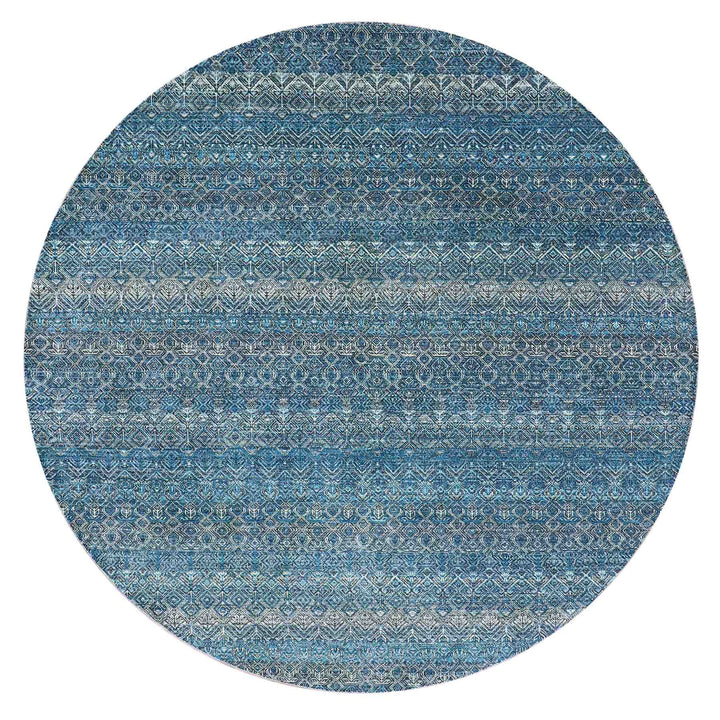 8'0" x 8'0" New Hand Knotted Blue Cotton Round Oriental Rug - MOA10279765