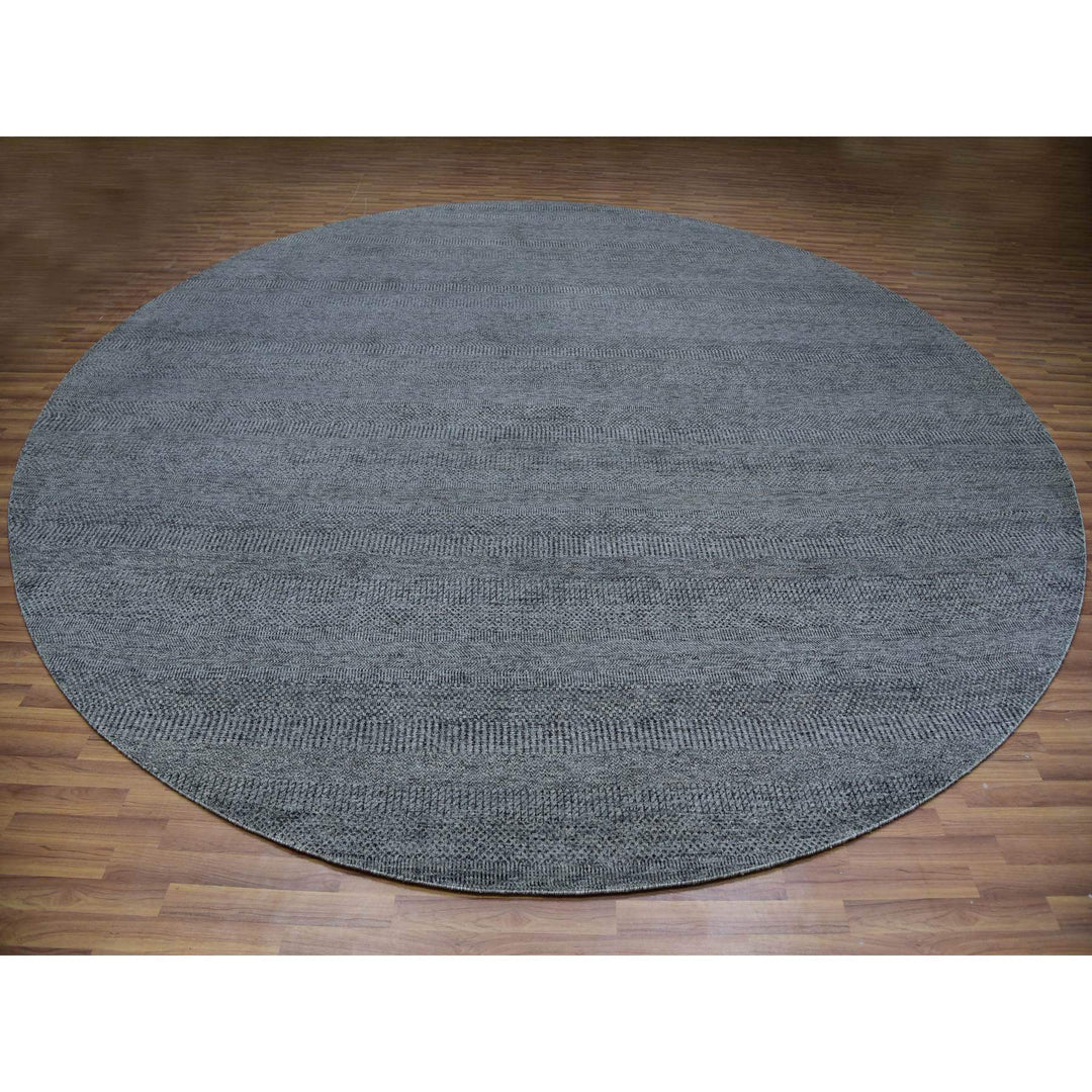 13'8" x 13'8" New Hand Knotted Grey Wool Square Oriental Rug - MOA10279767