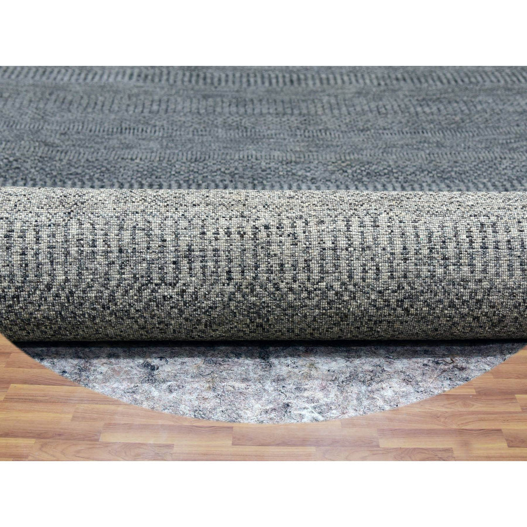 13'8" x 13'8" New Hand Knotted Grey Wool Square Oriental Rug - MOA10279767