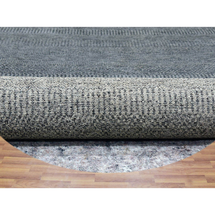 13'8" x 13'8" New Hand Knotted Grey Wool Square Oriental Rug - MOA10279767