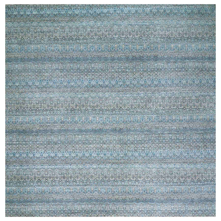 12'0" x 12'0" New Hand Knotted Blue Cotton Square Oriental Rug - MOA10279768