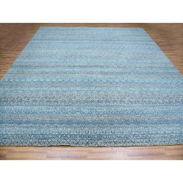 12'0" x 12'0" New Hand Knotted Blue Cotton Square Oriental Rug - MOA10279768